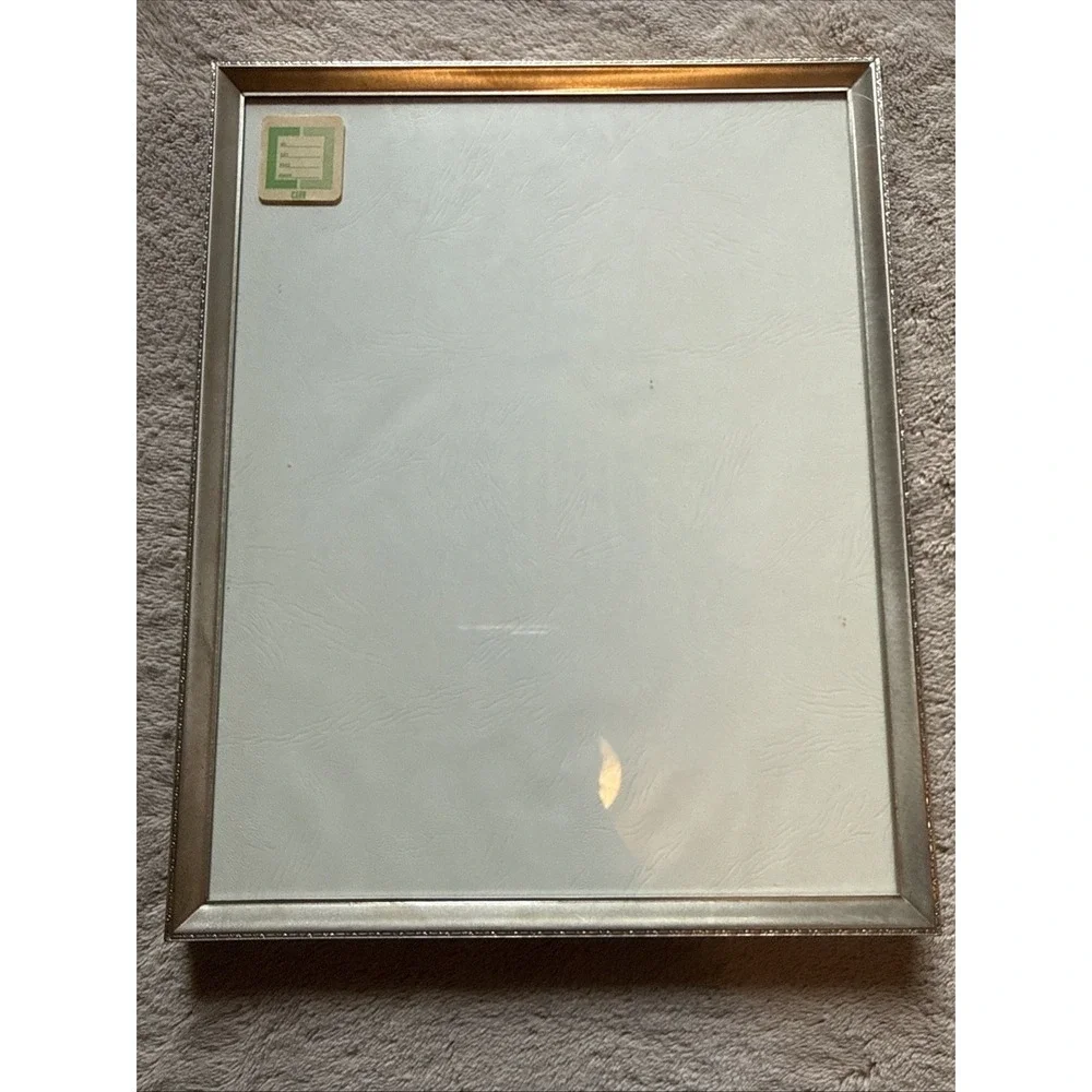 Vintage Ornate Photo Frame 8X10 Silver Metal Easel Hanging Mid Century MSM NOS
